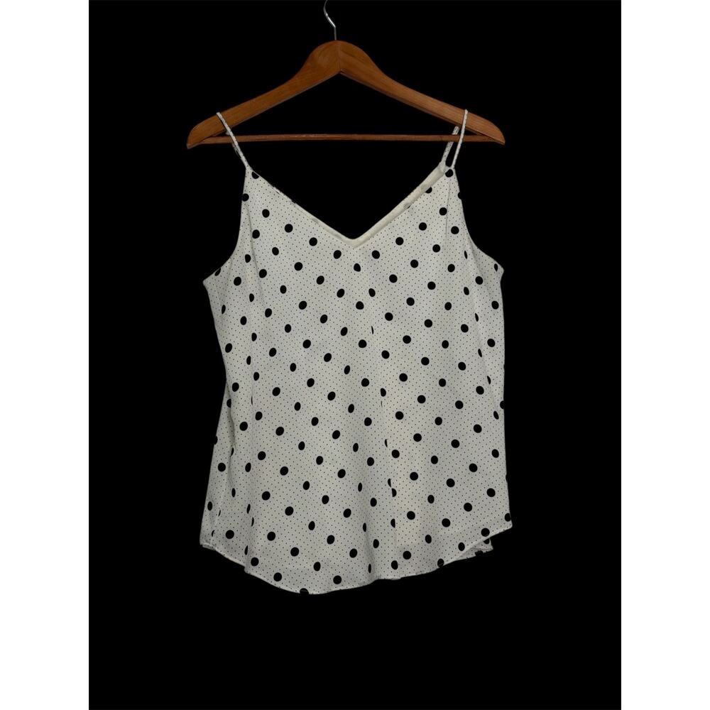 Express Polka Dot Camisole Lightweight Tank Top Black White‎ V Neck Size M